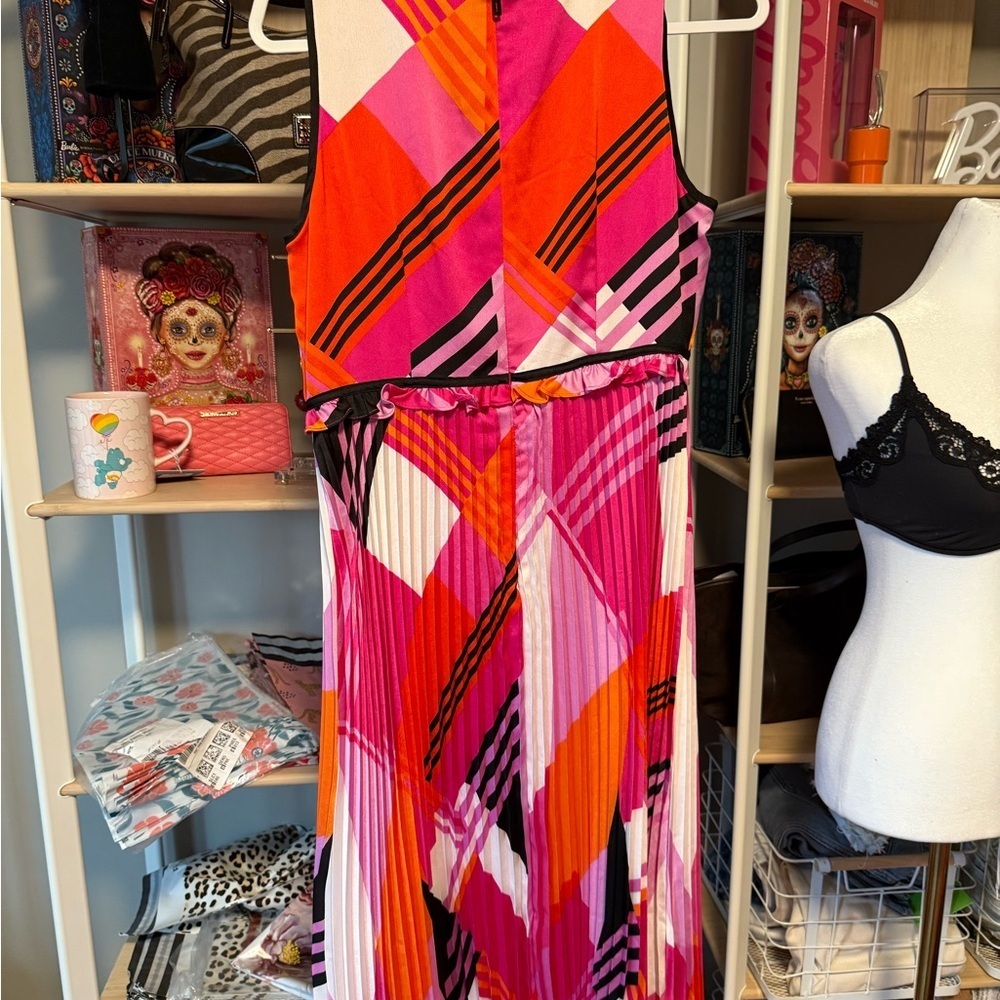 Karl Lagerfeld Pink and Orange Midi Dress NWT size 10 - Picture 6 of 9